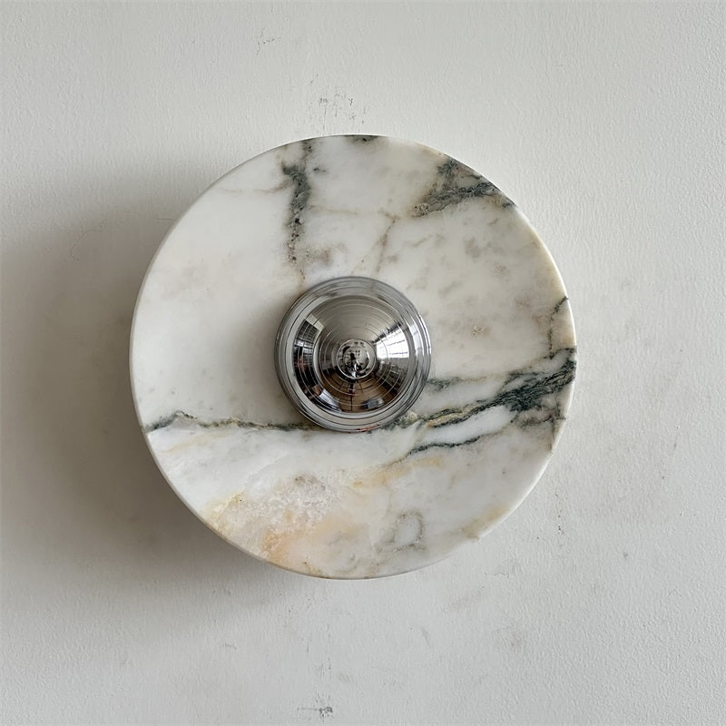 Alba Modern Minimalist Chrome Marble Metal Wall Lamp - Letslighting