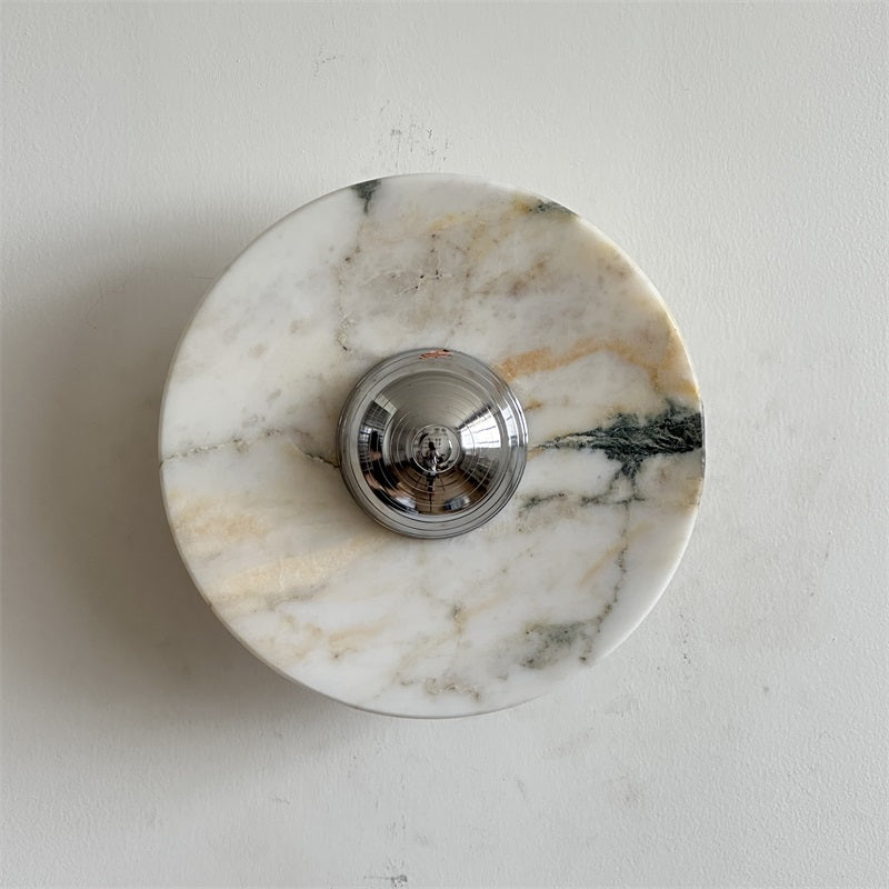 Alba Modern Minimalist Chrome Marble Metal Wall Lamp - Letslighting