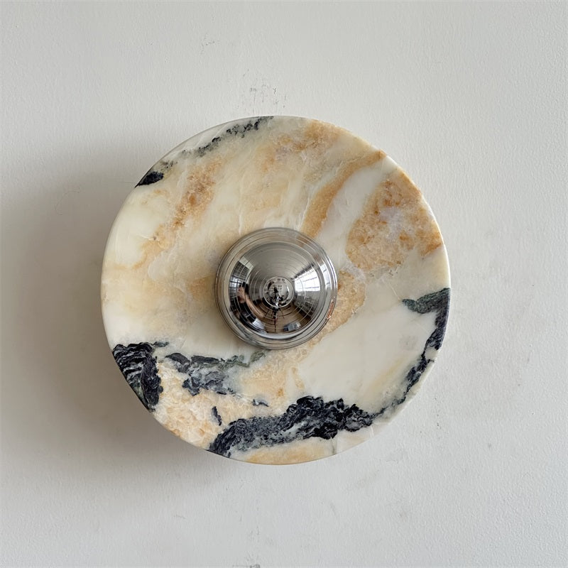 Alba Modern Minimalist Chrome Marble Metal Wall Lamp - Letslighting