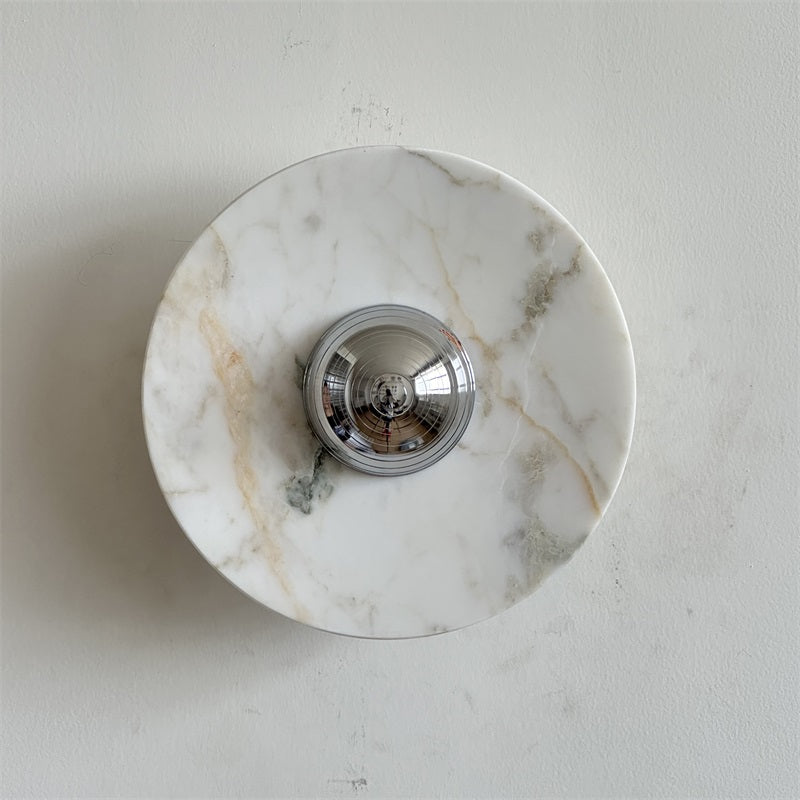 Alba Modern Minimalist Chrome Marble Metal Wall Lamp - Letslighting
