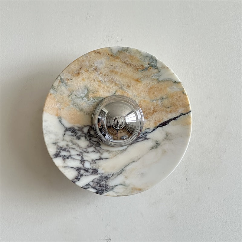 Alba Modern Minimalist Chrome Marble Metal Wall Lamp - Letslighting