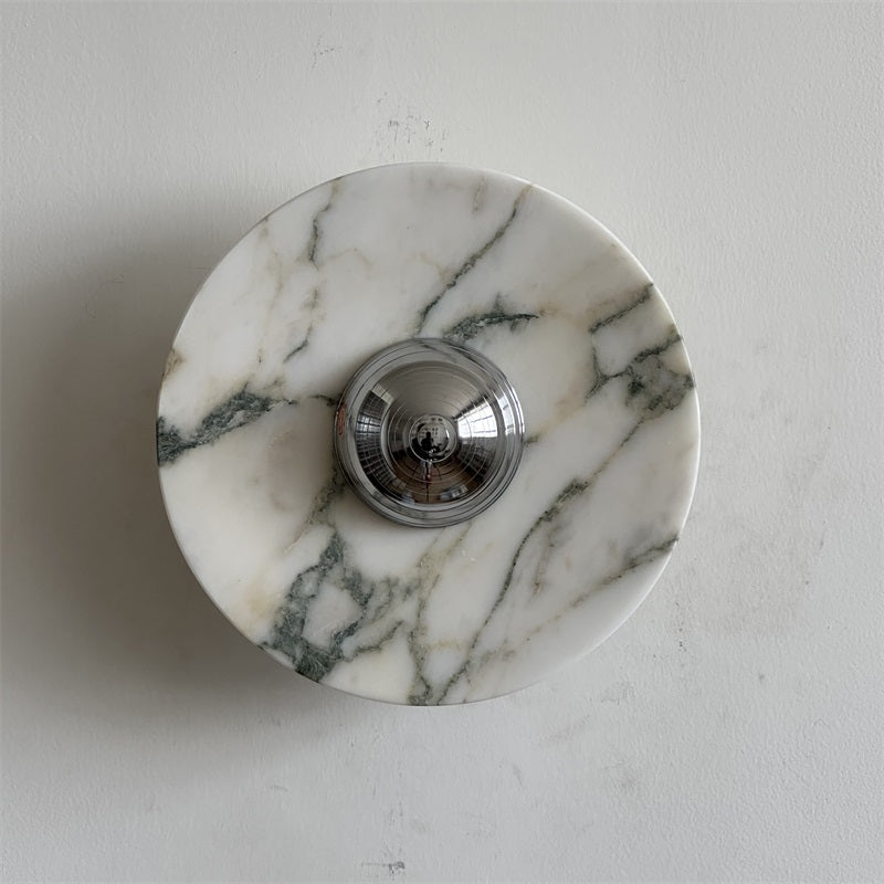 Alba Modern Minimalist Chrome Marble Metal Wall Lamp - Letslighting