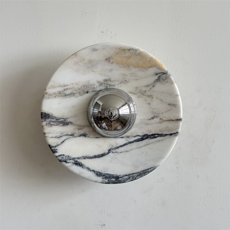 Alba Modern Minimalist Chrome Marble Metal Wall Lamp - Letslighting
