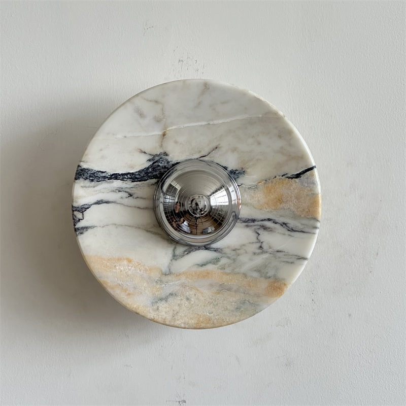 Alba Modern Minimalist Chrome Marble Metal Wall Lamp - Letslighting