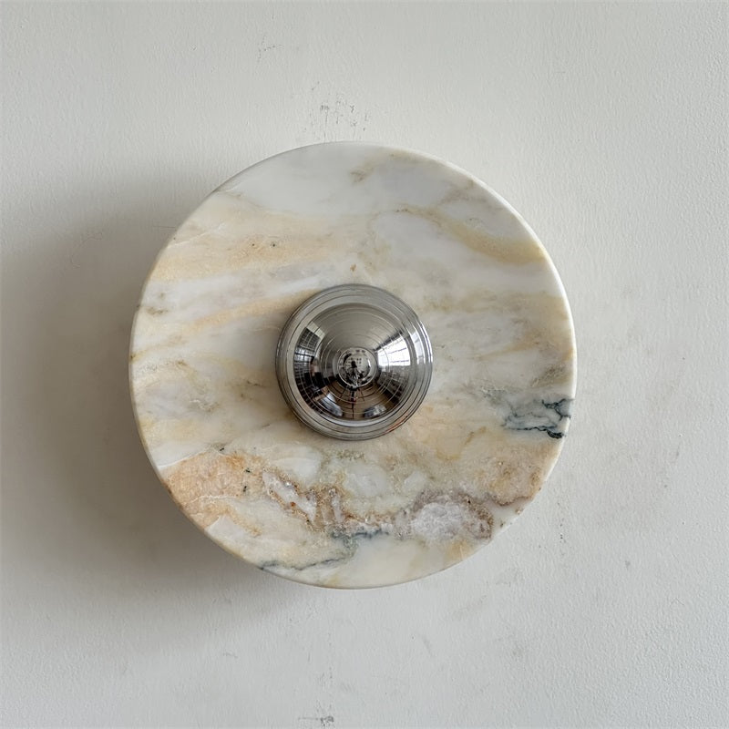 Alba Modern Minimalist Chrome Marble Metal Wall Lamp - Letslighting