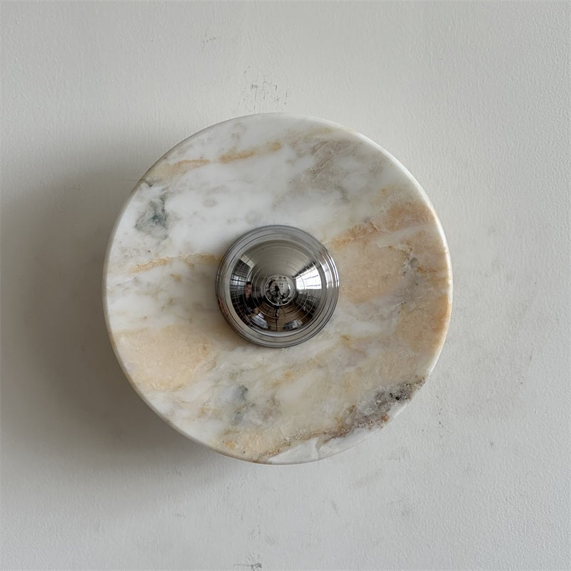 Alba Modern Minimalist Chrome Marble Metal Wall Lamp - Letslighting