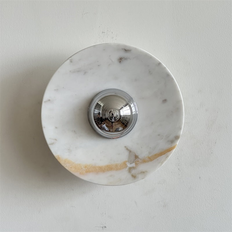 Alba Modern Minimalist Chrome Marble Metal Wall Lamp - Letslighting