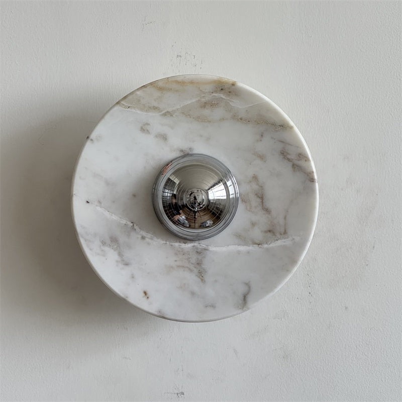 Alba Modern Minimalist Chrome Marble Metal Wall Lamp - Letslighting