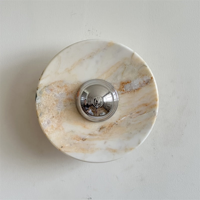 Alba Modern Minimalist Chrome Marble Metal Wall Lamp - Letslighting