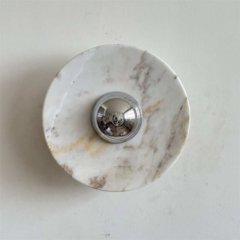 Alba Modern Minimalist Chrome Marble Metal Wall Lamp - Letslighting