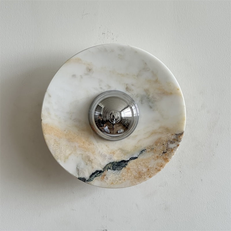 Alba Modern Minimalist Chrome Marble Metal Wall Lamp - Letslighting