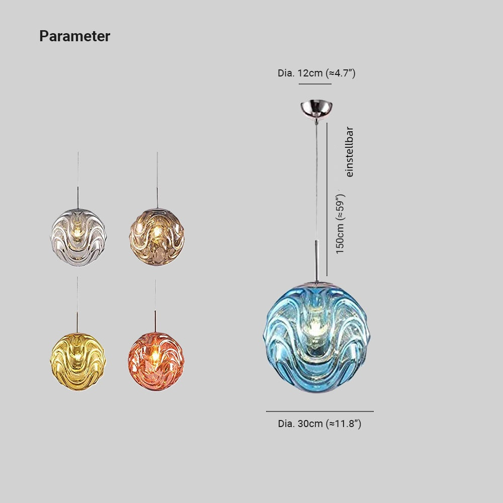 Valentina Modern Sphere Pendelleuchte Glas Gold/Schwarz Esszimmer