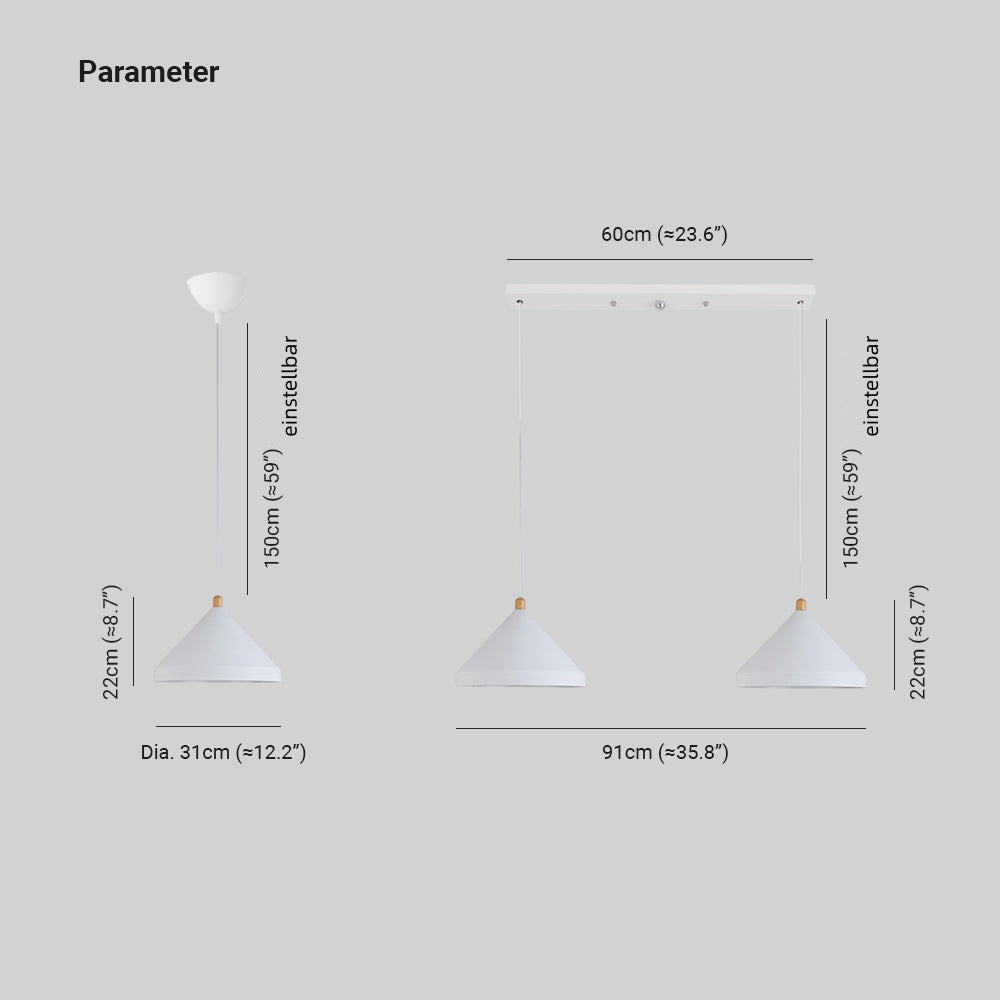 Valentina Industrial LED Pendelleuchte Schwarz/Weiß Metall Wohnzimmer