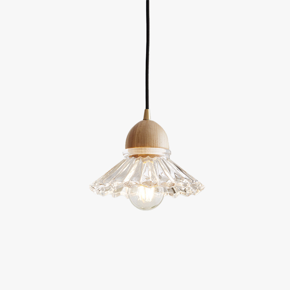 Valentina Retro Holz Pendelleuchte Glas Schlafzimmer/Wohnzimmer/Esszimmer