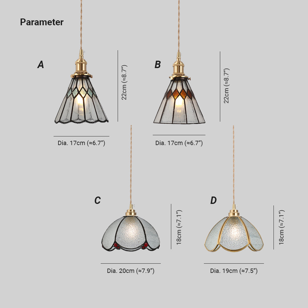 Valentina Vintage Pendelleuchte Glas Schlafzimmer/Wohnzimmer/Restaurant