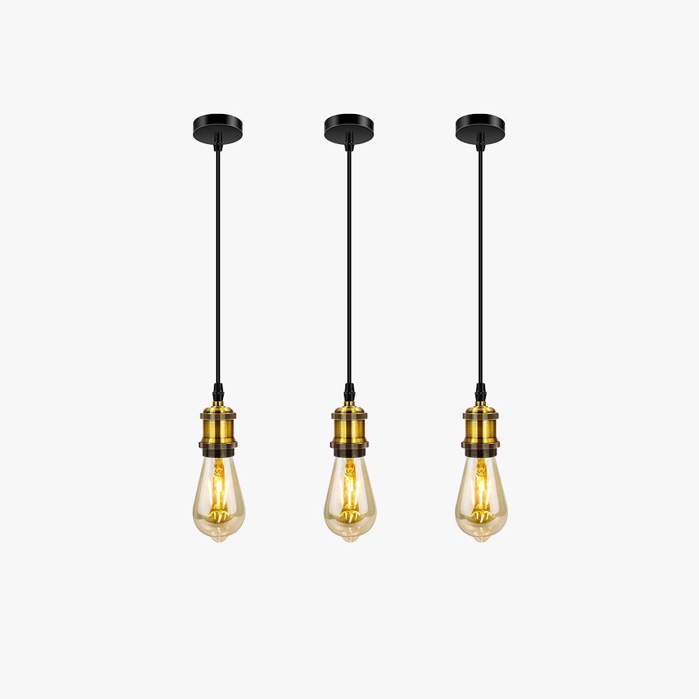 Silva Retro Pendelleuchte Schwarz/Gold Metall Glas Schlafzimmer