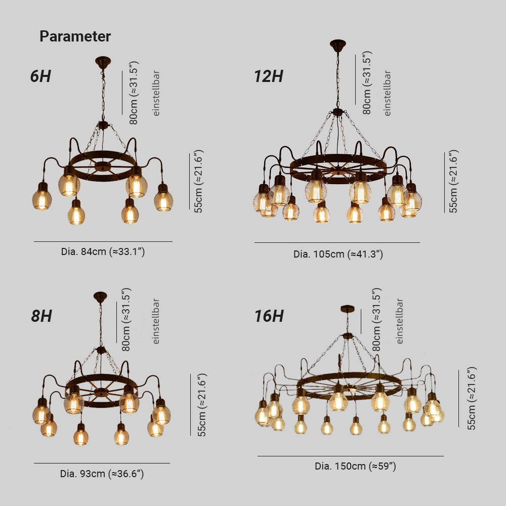 Silva Industriell LED Kronleuchter Metall/Glas Esszimmer/Schlafzimmer