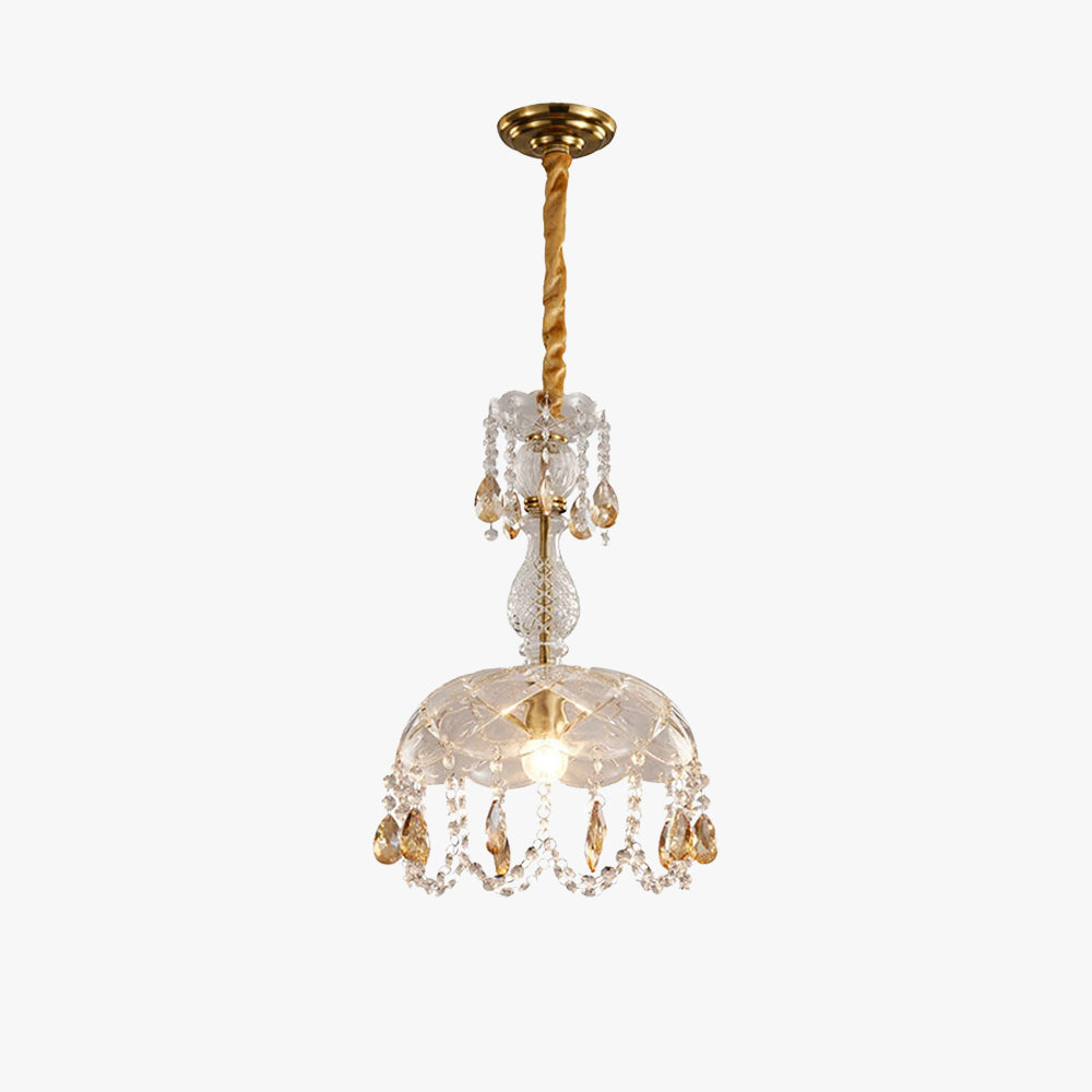 Kristy Retro LED Kristall Runde Pendelleuchte Gold Glas Wohnzimmer Bar