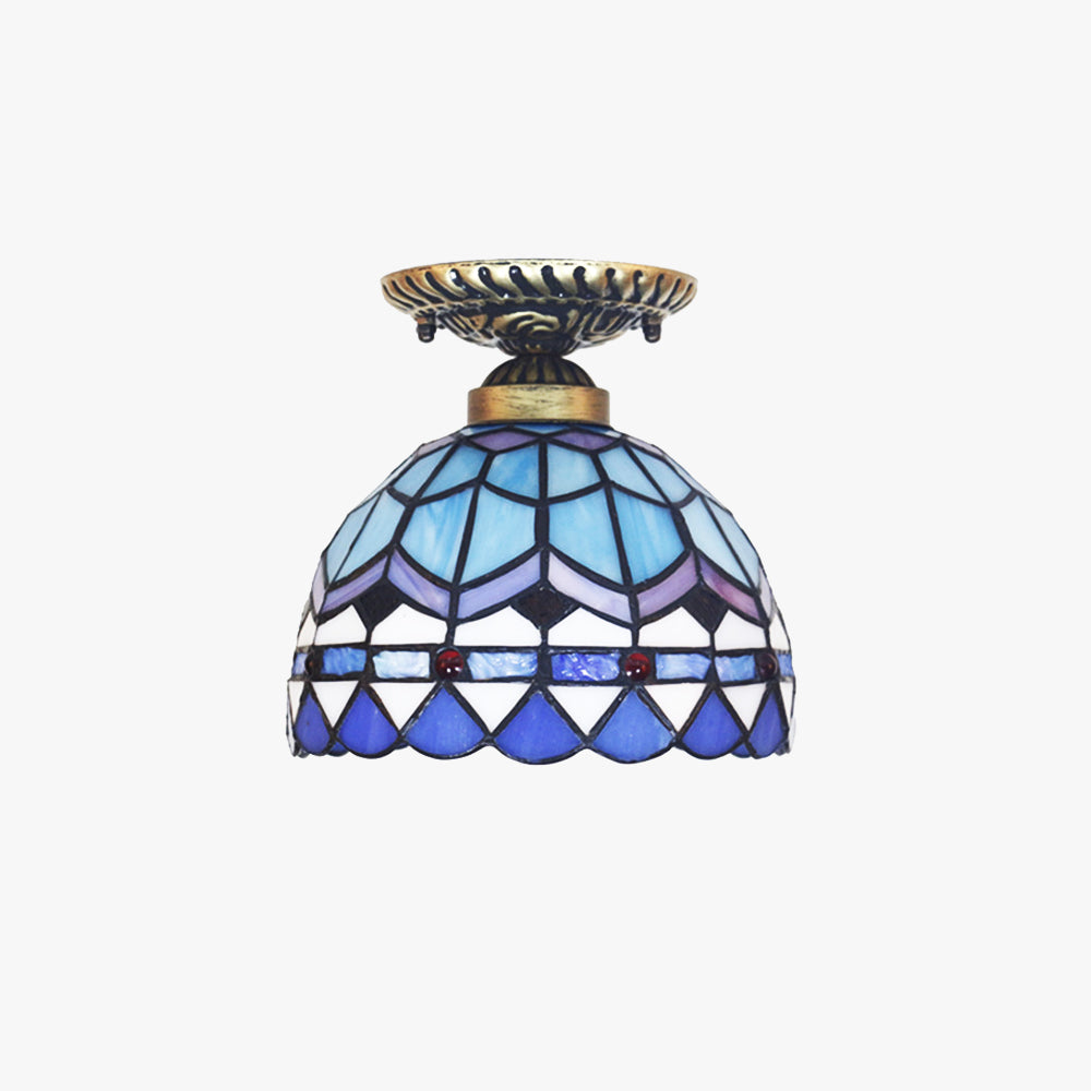 Arisha Vintage LED Deckenleuchte Blau Metall/Glas Wohnzimmer