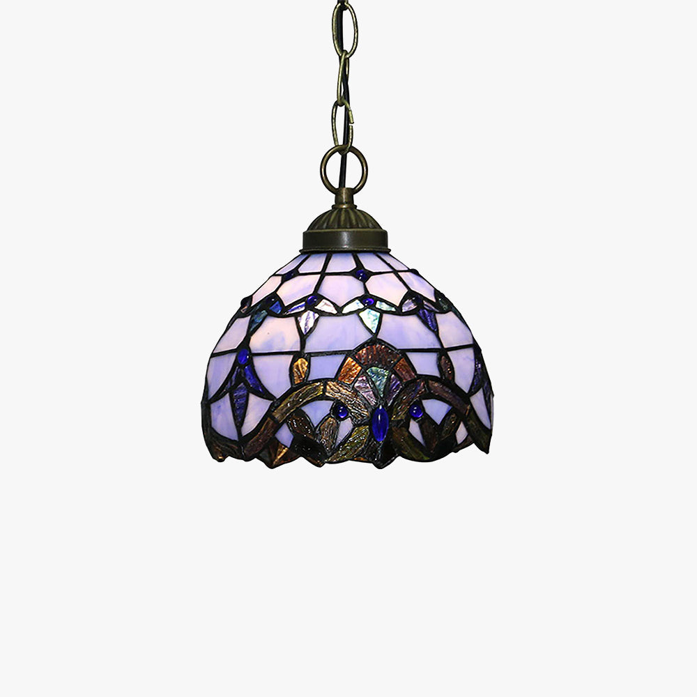 Arisha Vintage LED Pendelleuchte Lila Metall/Glas Wohnzimmer
