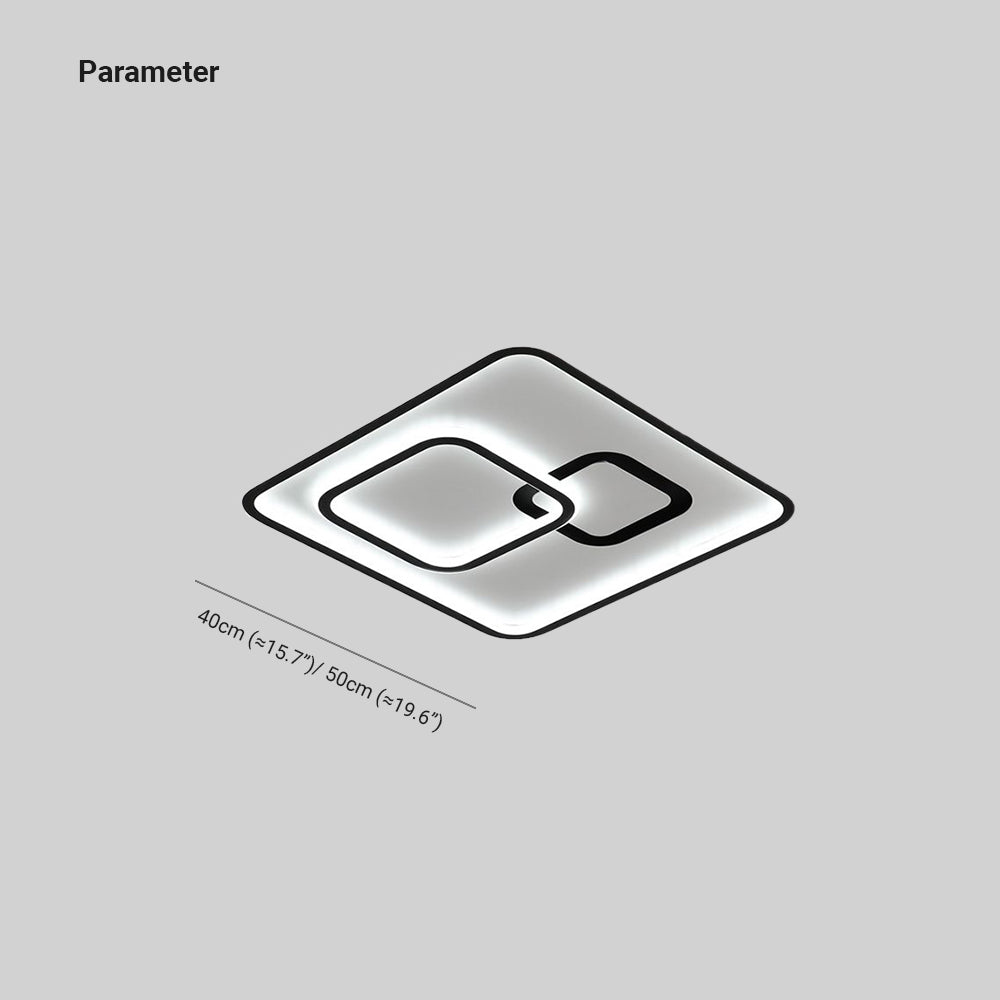 Arisha Modern Quadrat LED Deckenleuchte Schwarz Wohn/Schlafzimmer Acryl 40/50CM Lang