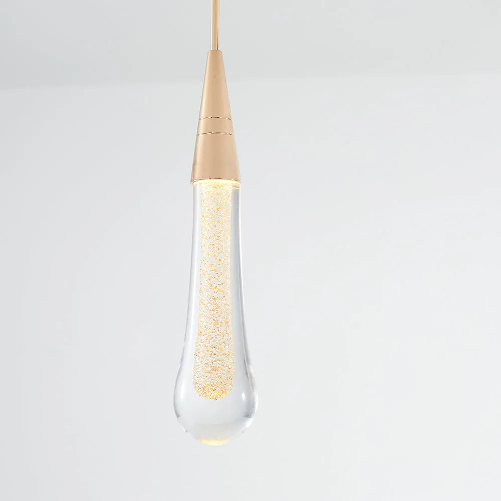 Kristy Pendelleuchte Tropfenform Gold Schlafzimmer Kristall/Metall 1/3/5-flammig