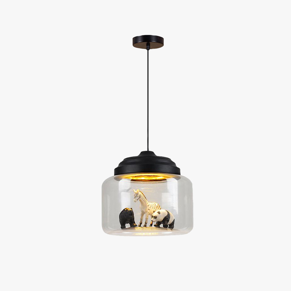 Arisha Design Tiere LED Pendelleuchte Schwarz/Weiß Wohn/Schlaf/Kinderzimmer Metall&Glas ∅ 24CM