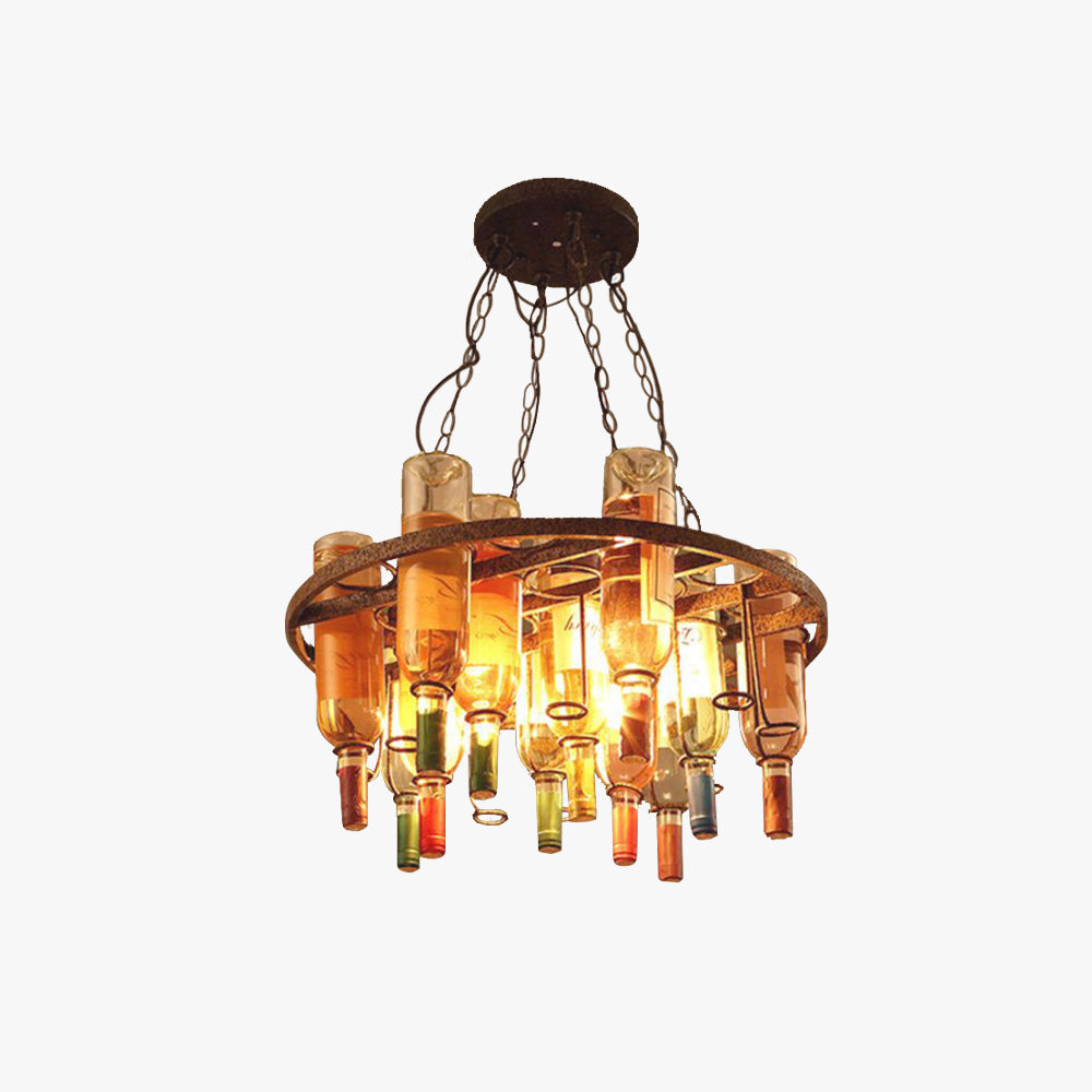 Valentina Antik Pendelleuchte, Weinflasche, Metall/Glas, Farbenfroh, Schlafzimmer