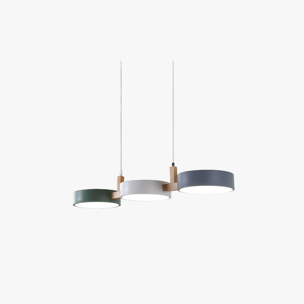 Valentina Design LED Pendelleuchte 3 Flamming Weiß Wohnzimmer Holz/Metall