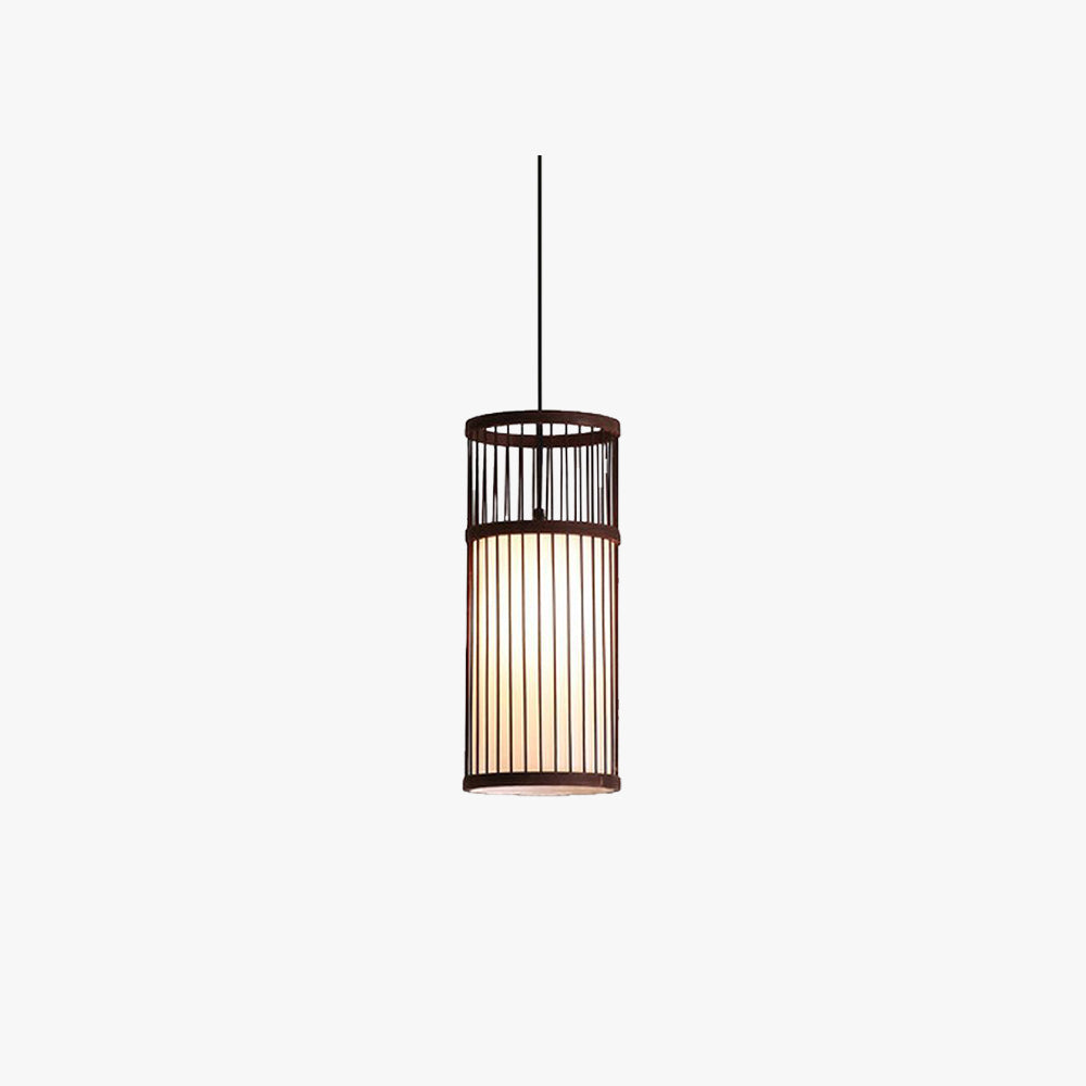 Muto Retro LED Pendelleuchte Kaffee/Holz Esstisch Metall/Bambus 2 Farben 30/42cm Lang