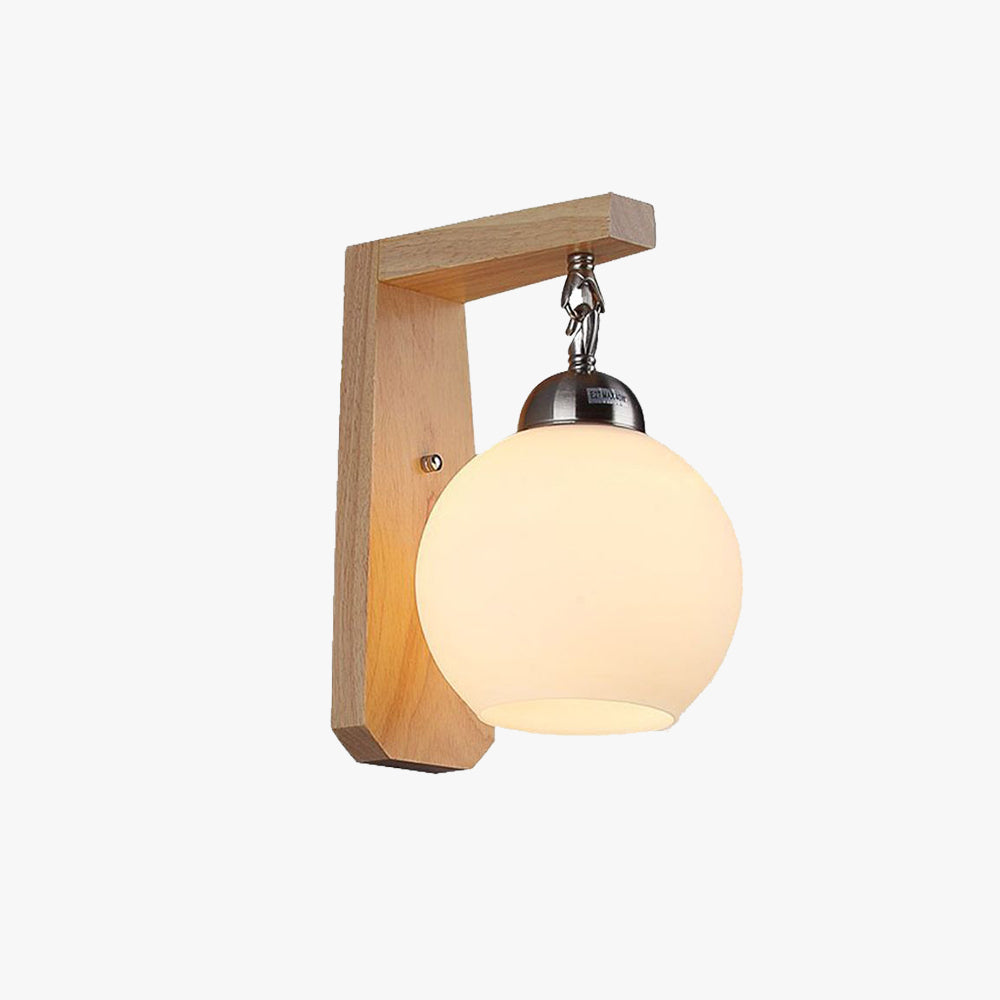 Muto Waschtisch-Wandleuchte, Holz & Glas