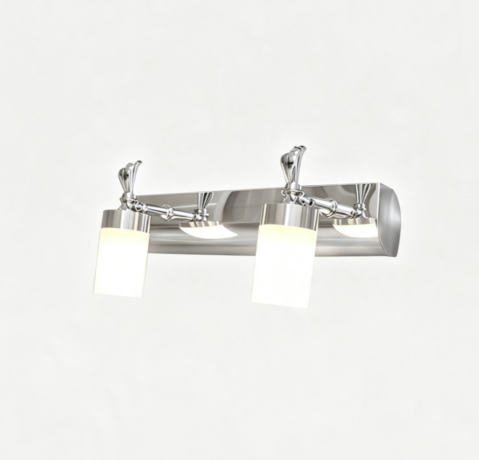 Arisha Moderne Zylindrische LED-Wandleuchte Silber Badezimmerleuchte aus Metall und Acryl, 2/3/4-flammig