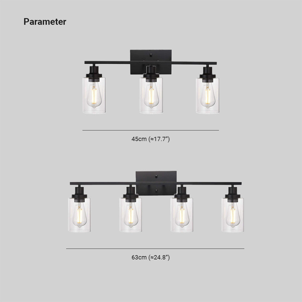 Alessio Industrial Metall/Glas Wandleuchte, Schwarz, Badezimmer, Waschtisch