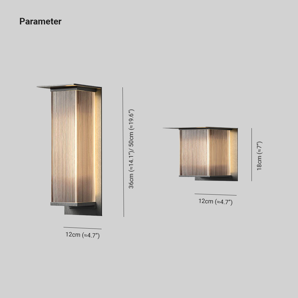 Ray Modern Rechteckige LED Außenwandleuchte Schwarz Garten/Terrasse/Balkon Metall&Acryl