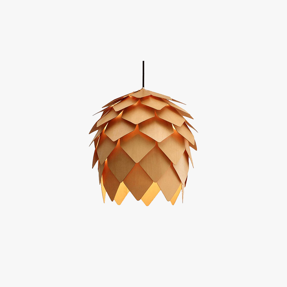 Muto Design LED Pendelleuchte Kiefernzapfen Gold Ess/Schlaf/Wohnzimmer Holz