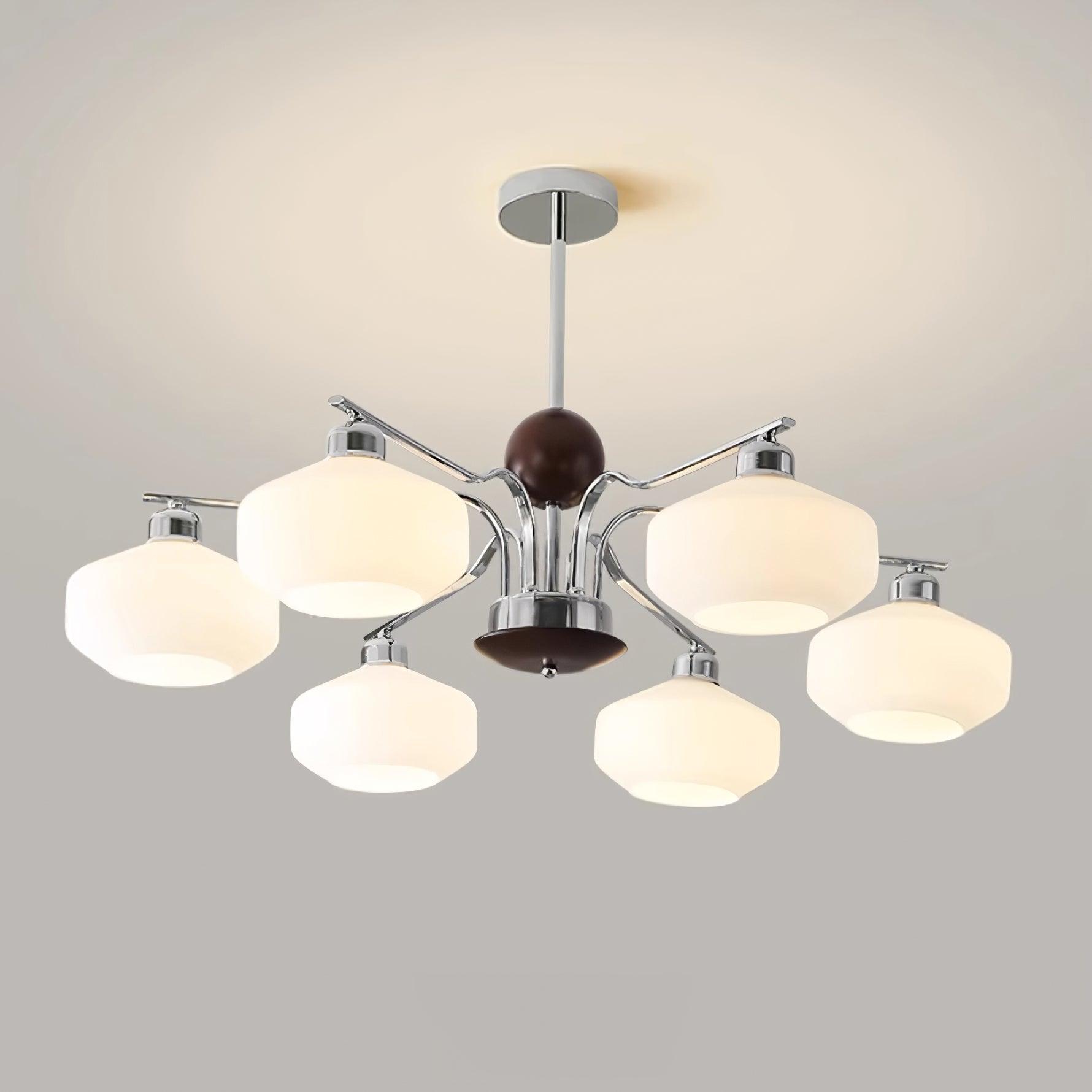 Luna Vintage Kronleuchter aus Glas und Nussbaum-Letslighting