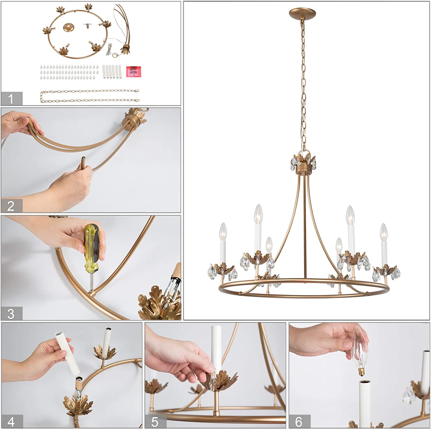 Yrvuvyh Vintage Industrial Luxury Brass Crystal Chandelier - Letslighting