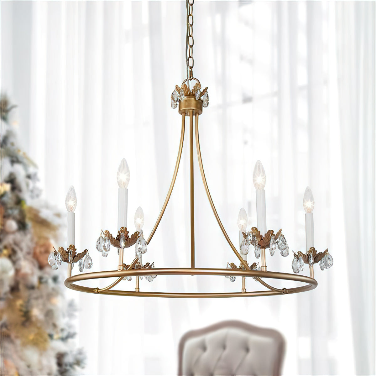 Yrvuvyh Vintage Industrial Luxury Brass Crystal Chandelier - Letslighting