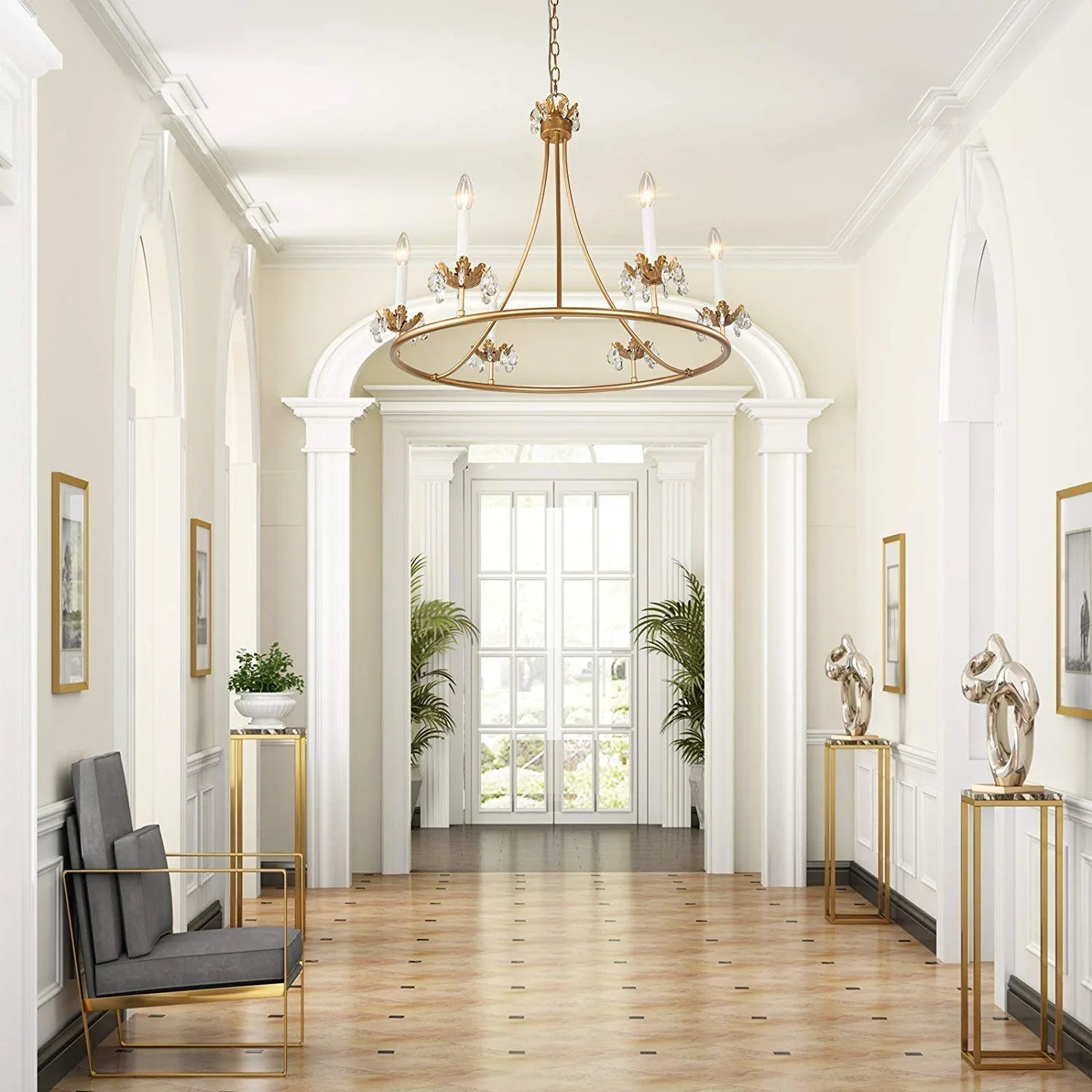 Yrvuvyh Vintage Industrial Luxury Brass Crystal Chandelier - Letslighting