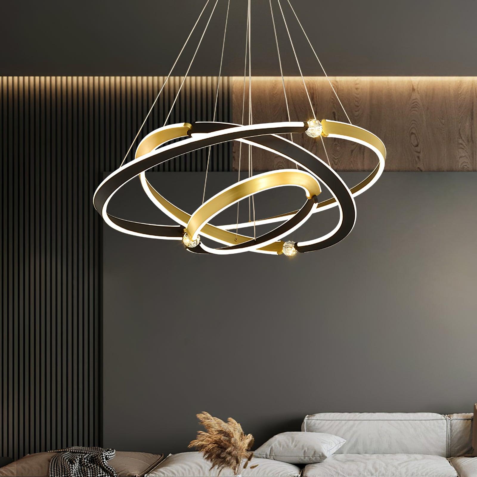Lustra Kronleuchter Kristall Schwarz Gold-Letslighting