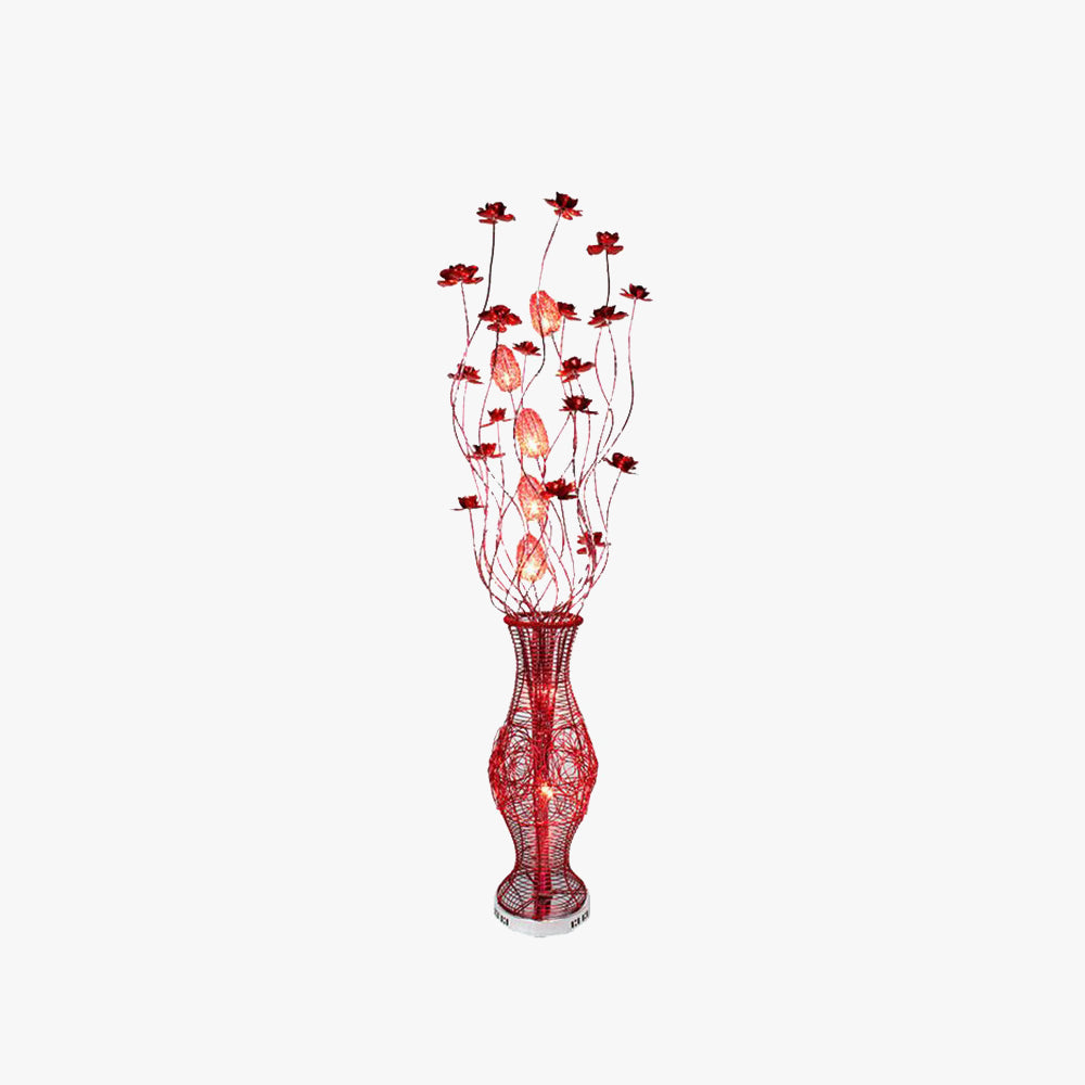 Arisha Art Deco Stehleuchte Blumenvase, Rot, Wohnzimmer, Metall