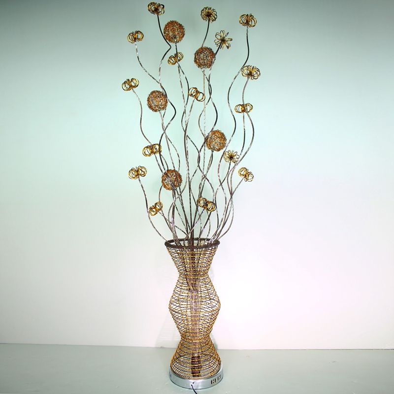 Arisha Art Deco Stehlampe Vase, Gold, Wohnzimmer, Metall