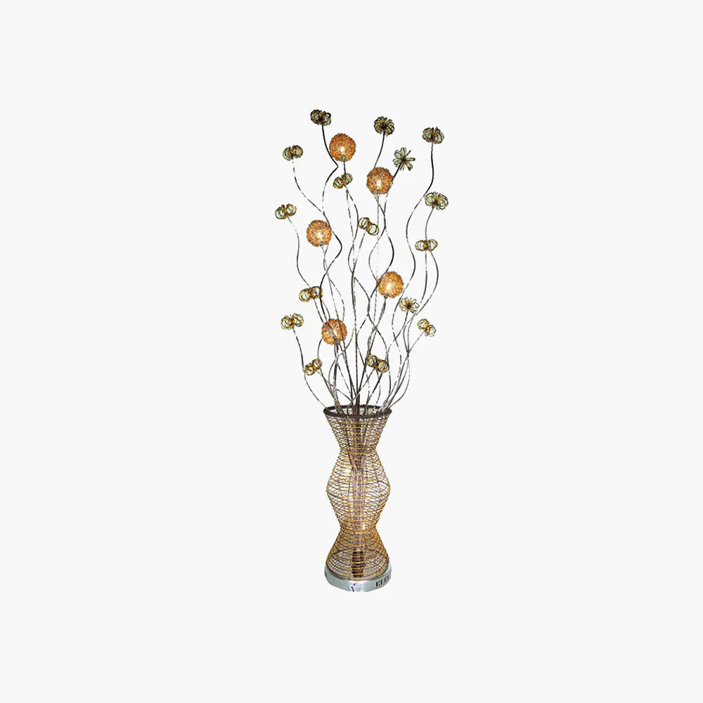 Arisha Art Deco Stehlampe Vase, Gold, Wohnzimmer, Metall