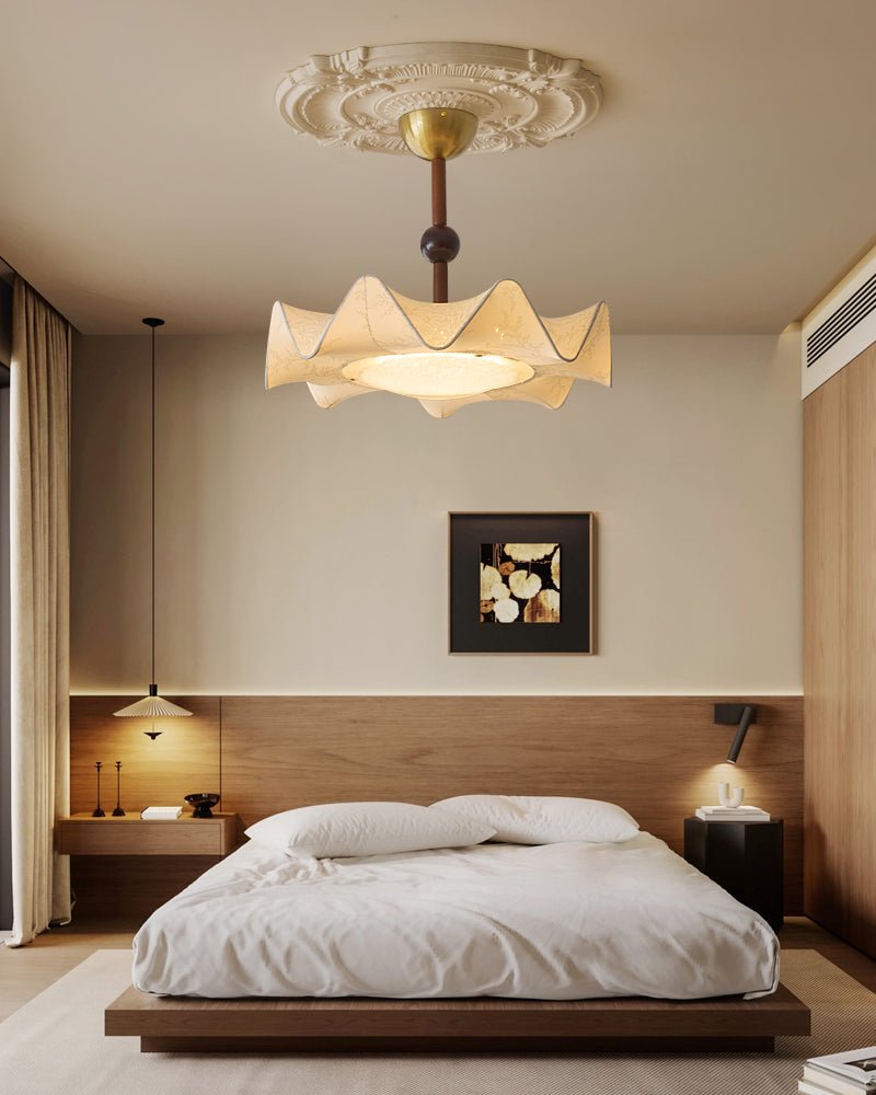 Avlorus Traditionelle Eleganz Deckenleuchte aus Holz und Stoff-Letslighting