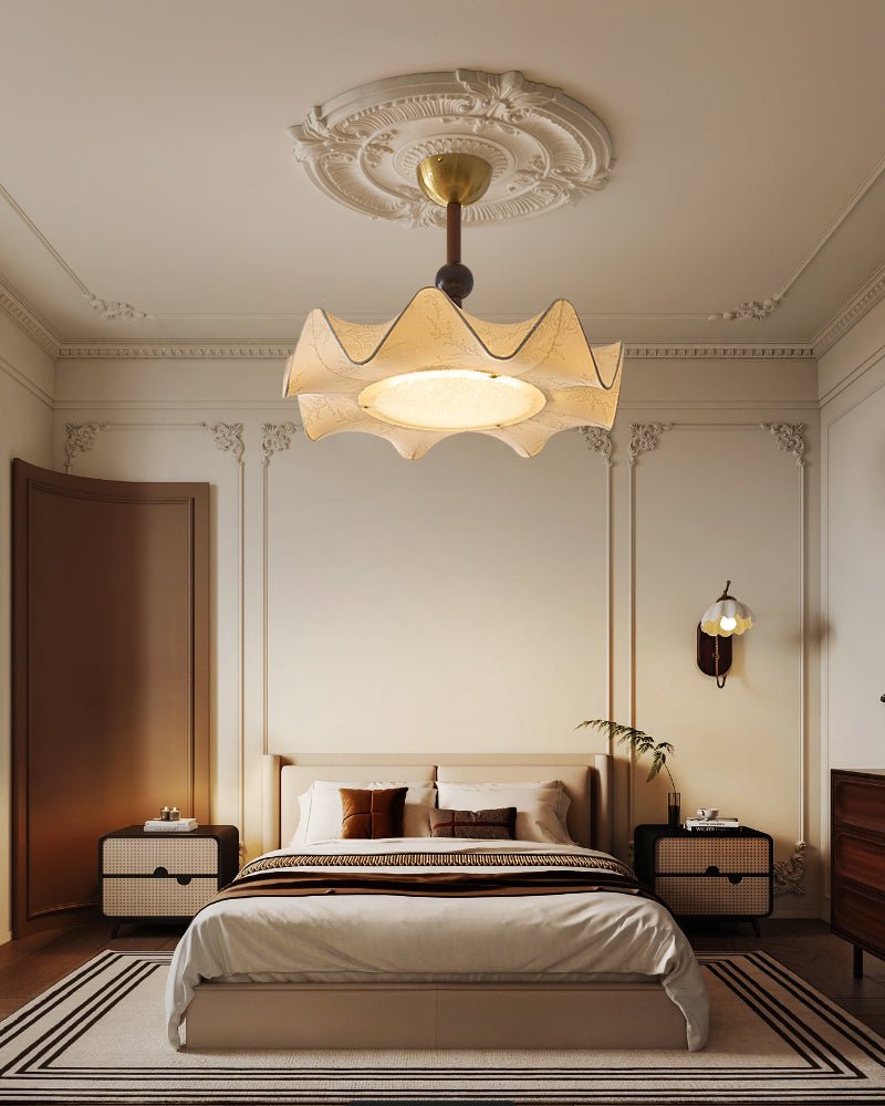 Avlorus Traditionelle Eleganz Deckenleuchte aus Holz und Stoff-Letslighting