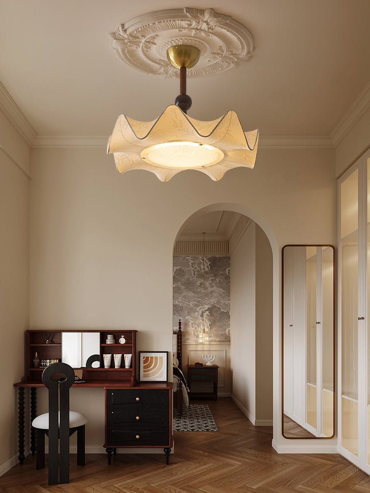 Avlorus Traditionelle Eleganz Deckenleuchte aus Holz und Stoff-Letslighting