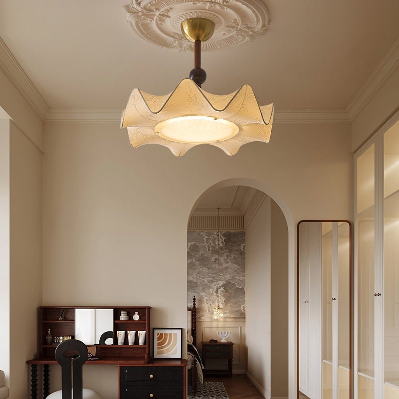 Avlorus Traditionelle Eleganz Deckenleuchte aus Holz und Stoff-Letslighting