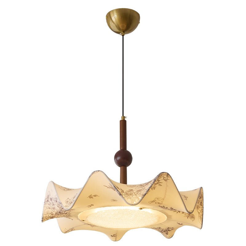 Zoshaos Traditionell Eleganz Vintage Stoff Holz Pendelleuchte-Letslighting