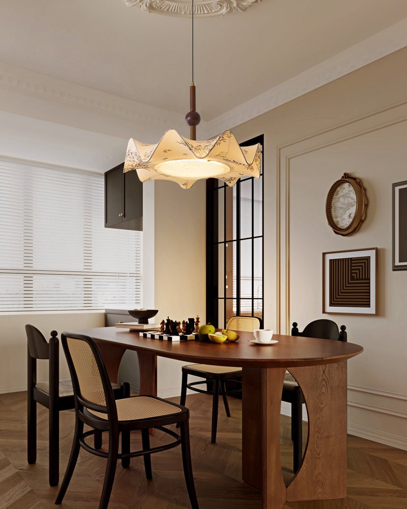 Zoshaos Traditionell Eleganz Vintage Stoff Holz Pendelleuchte-Letslighting