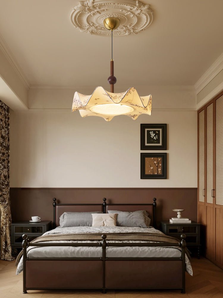 Zoshaos Traditionell Eleganz Vintage Stoff Holz Pendelleuchte-Letslighting